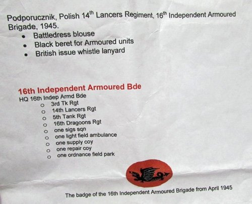  Polish WWII 16th Ind. Armored Brigade, Officers Battledress, Beret, Photos & Medals — image 13