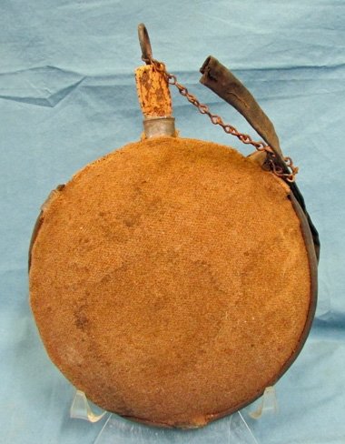  US Civil War Smooth Sided Canteen, Brown Wool Cover, Tarred Linen Strap — image 3