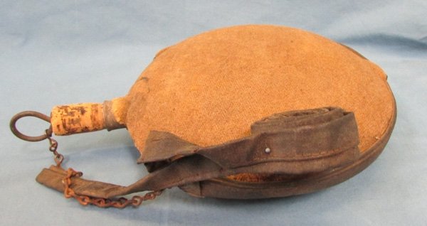  US Civil War Smooth Sided Canteen, Brown Wool Cover, Tarred Linen Strap — image 4