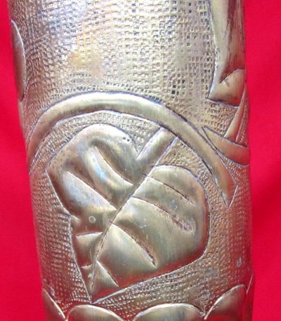  French WWI Trench Art Shell Vase, Leaves — image 3