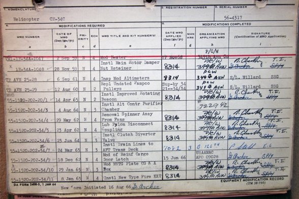  US Vietnam War Era, US Army Sikorsky Helicopter Official Log Book, 56-4317 — image 4