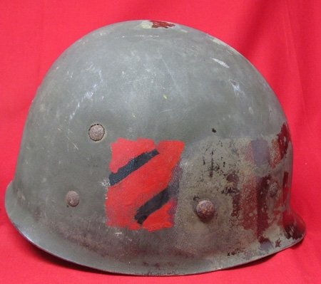  US WWII M1 Steel Helmet & Liner, Swivel Bale, Red Stripe Top — image 5