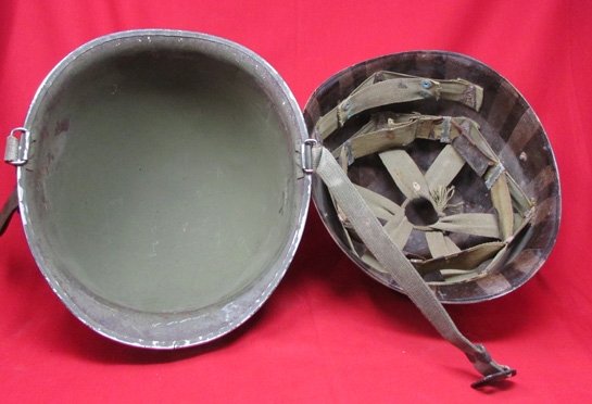  US WWII M1 Steel Helmet & Liner, Swivel Bale, Red Stripe Top — image 7
