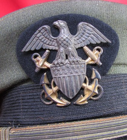  US WWII-Korean War Era US Navy Officer Visor Hat, Bancroft, Chief Machinist — image 3