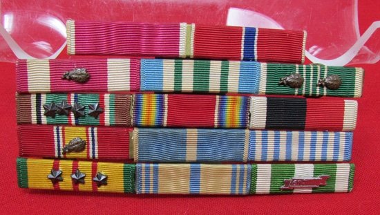  US Three War, 14 Place Ribbon Bar, WWII, Korean War, VIetnam War, — image 2