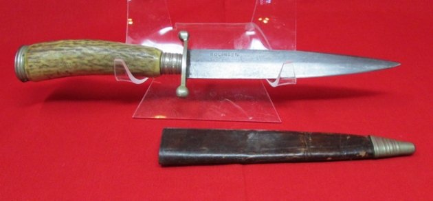  German Stag Handled Knife & Leather Sheath, Dale Products, Solingen — image 3