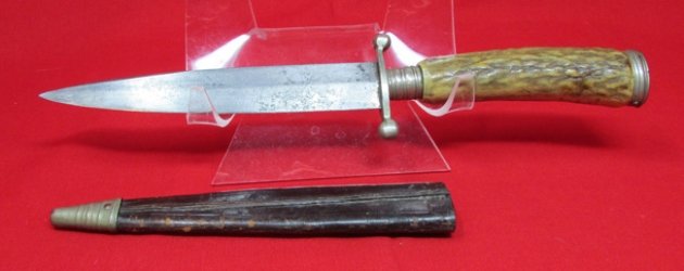  German Stag Handled Knife & Leather Sheath, Dale Products, Solingen — image 5