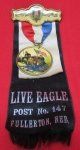 US Post Civil War GAR RIbbon, Live Eagle Post 147, …