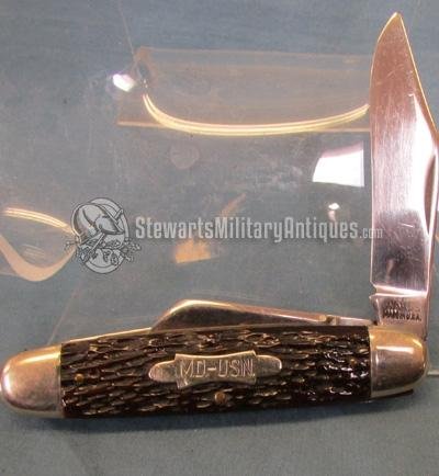  US Korean War Era, MD-USN, Bone Handled Pocket Knife, Wards Mfg. — image 2