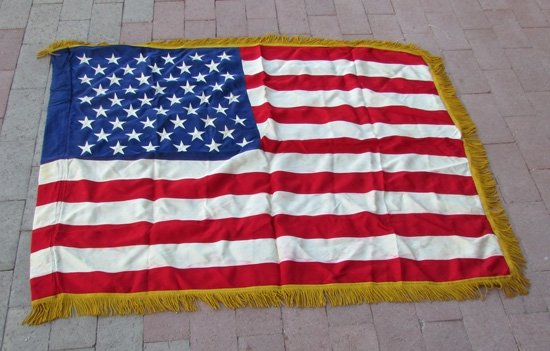 US Cold War Era, 50 Star Silk Fringed Flag, 35 x 47 Inches — image 2
