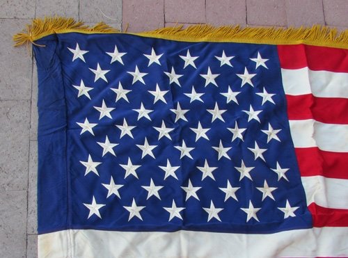  US Cold War Era, 50 Star Silk Fringed Flag, 35 x 47 Inches — image 3