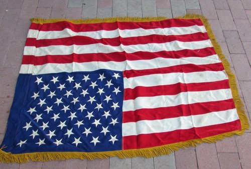  US Cold War Era, 50 Star Silk Fringed Flag, 35 x 47 Inches — image 4
