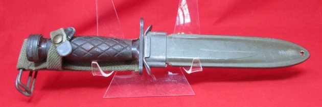  US Korean War, USM4 Carbine Bayonet, Wood Grips, Utica Mfg, Very Clean — image 2