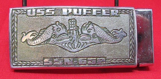  US Cold War Era, Submarine USS Puffer  SSBN 652 , Crew Souvenir Buckle — image 2