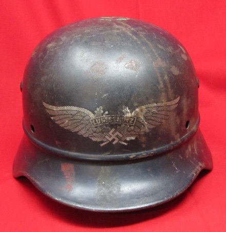  German WWII M1935 Luftschutz Combat Helmet Shell, Q64 — image 2