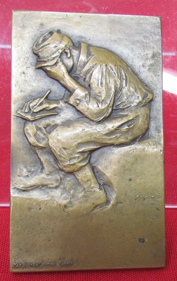  French WWI Patriotic Bronze Plaque, Two Sided, Prisoner of War — image 2