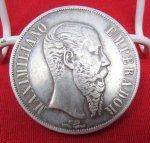 French Mexican Intervention, Emperor Maximilian, One Peso Silver Coin 1866