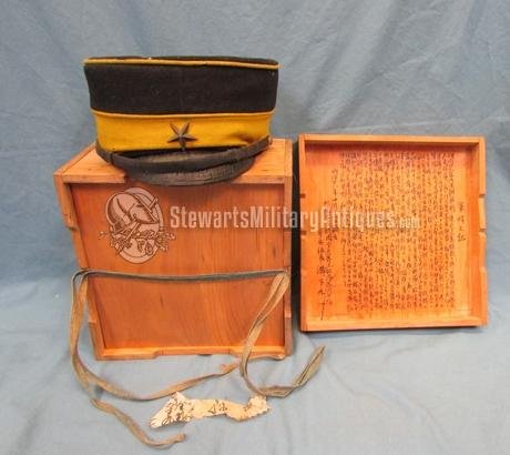 Japanese Meiji Era, Russo-Japanese War Infantry Hat & Storage Box — image 2