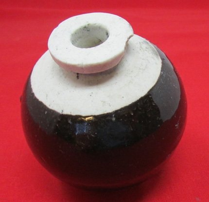  Japanese WWII Ceramic Grenade, INERT, Brown Gloss Finish — image 3