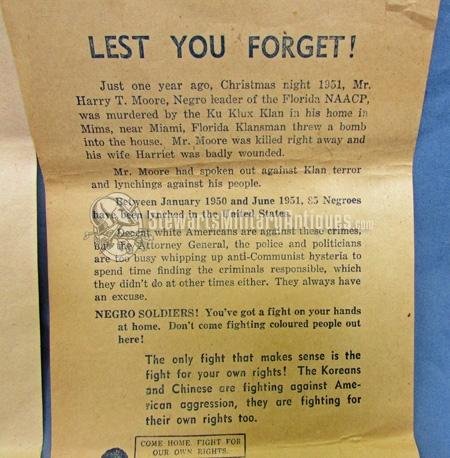  Chinese-Korean War Propaganda Leaflet Lot, Negro Soldiers — image 4