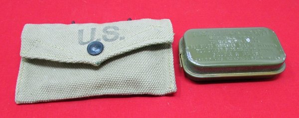  US WWII Canvas Bandage Pouch & Carlisle Bandage, 1944 date, British Made Pouch — image 2