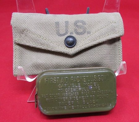  US WWII Canvas Bandage Pouch & Carlisle Bandage, 1944 date, British Made Pouch — image 3