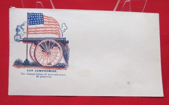  US Civil War Patriotic Envelope, Cannon and Flag — image 2