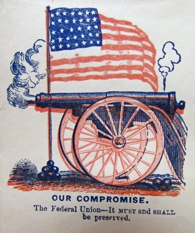  US Civil War Patriotic Envelope, Cannon and Flag — image 3
