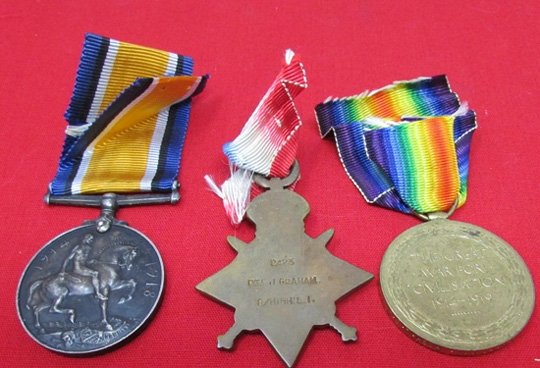 British WWI Medal Trio, Pte. J. Graham, HLI, 2423 — image 3