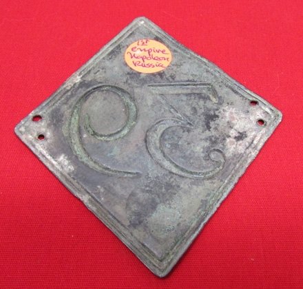  French 1st Empire Infantry Shako Plate, 1810 Pattern, 39th Regiment, Field Recovered — image 4
