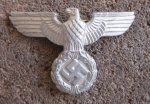 German WWII Silver NSDAP Hat Eagle, Short Wings, RZM 1/53