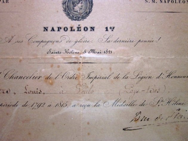 French 2nd Empire Napoleon St. Helena Medal & Original Document, Framed — image 4