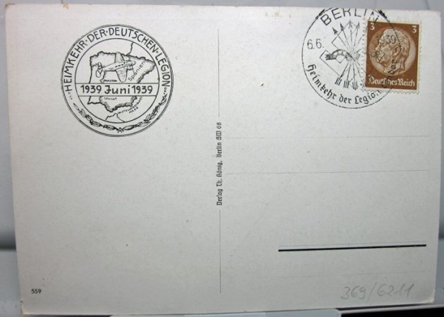 German WWII Postcard, Return of the Condor Legion 1939 — image 3