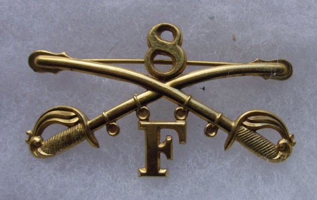 US Ca 1907 Enlisted Dress Coat Collar Insignia, Cavalry, Troop F, 8th Rgt — image 2