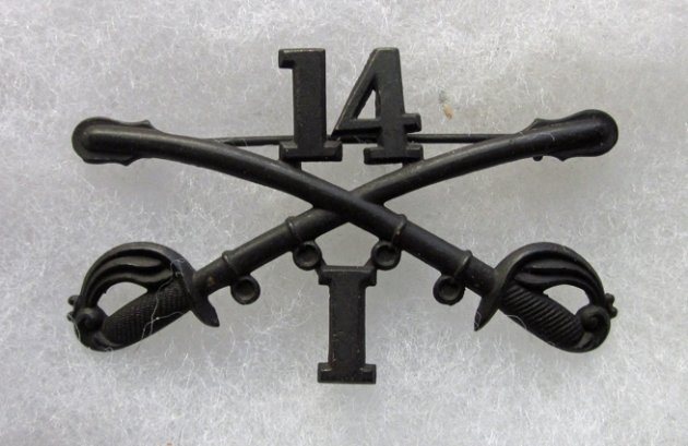US Ca 1907 Enlisted Service Coat Collar Insignia, Cavalry, Troop I, 14th Rgt — image 2