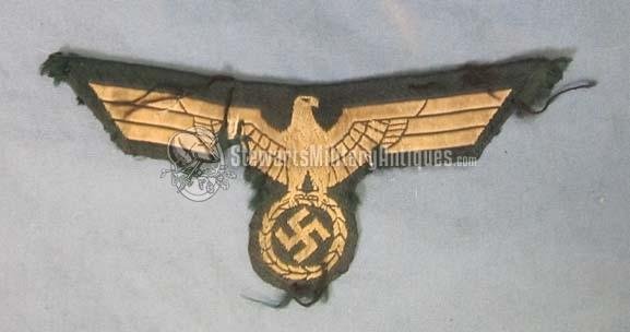  German WWII, Army Enlisted White Tunic Eagle, Cut From Uniform — image 2