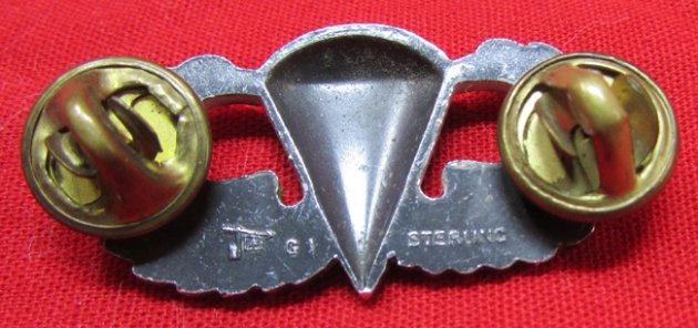 US Vietnam War Era Airborne Jump Wings, Sterling, Clutchback — image 3