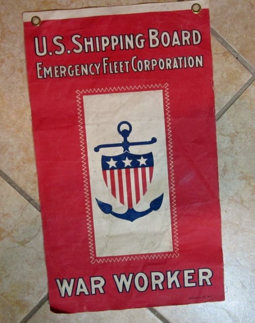 US WWII Era Window Flag, War Worker, US Shipping Board — image 2