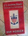 US WWII Era Window Flag, War Worker, US Shipping Board