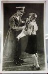 German WWII Postcard, Hitler's Birthday 1939, BDM Girl & Flowers