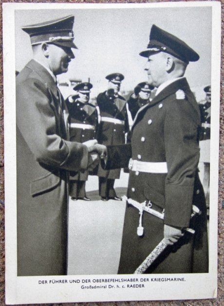 German WWII Postcard, Hitler & Admiral Raeder 1940 — image 2