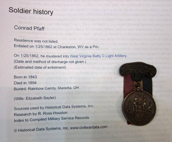 US Civil War, West Virginia Medal, Gettysburg Veteran, Battery C, 1st WV Light Artillery — image 3