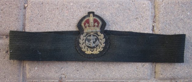 British WWI-WWII RN & RCN Petty Officer Hat Insignia & Cap Band, Canadian Mfg — image 3