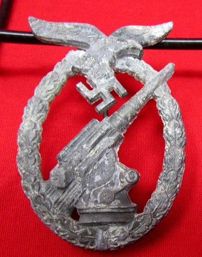 German WWII Field Recovered Luftwaffe Flak Badge, WH Maker — image 2