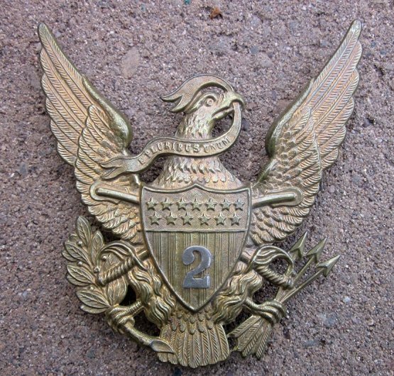 US Indian War Era, M1881 Enlisted Helmet Plate, Cavalry, 2nd Rgt — image 2