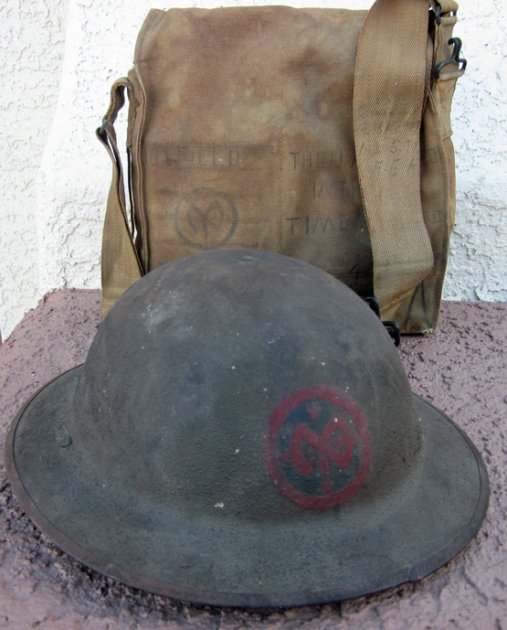 US WWI Identified Doughboy Gasmask & 27th Division Marked Steel Helmet — image 2
