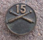 US WWI Enlisted Collar Disc, 15th Artillery, 2nd Division AEF
