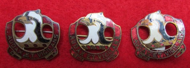 US WWII 11th Harbor Defense Artillery Regiment Distinctive Unit Insignia, Trio — image 2