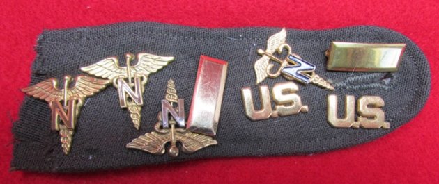 US WWII Army WAC Nurse Insignia Lot Attached to Shoulder Strap — image 2
