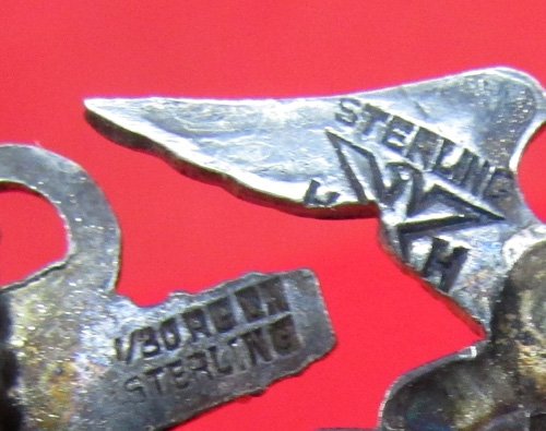 US WWII USMC Officer Dress Hat Emblem, HH, Dbl Sterling Marked — image 4